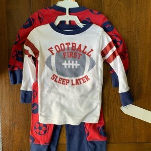 NWT Carter’s Football First 4 piece pajama set